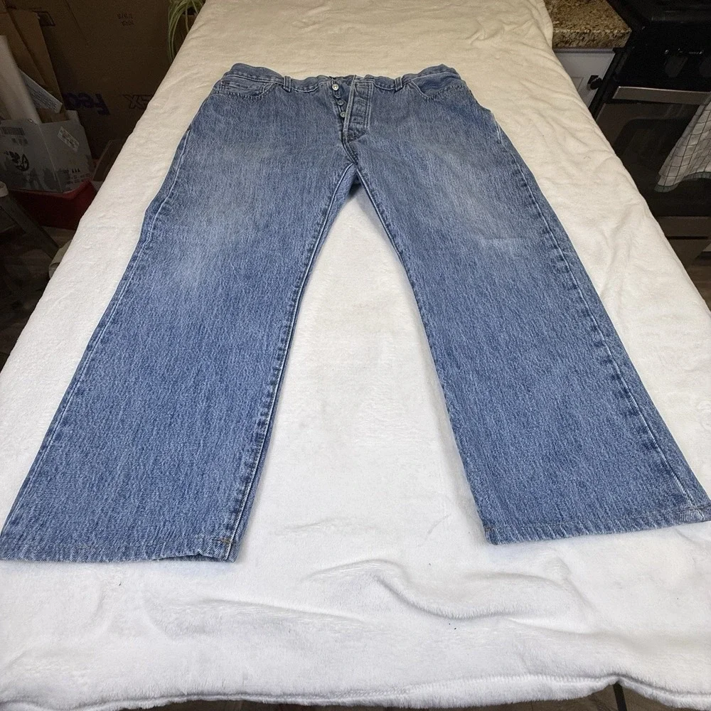 Vintage Levi’s 501 Jeans W40 L30 Light Wash Altered Cropped Wide Leg 00501-0193
